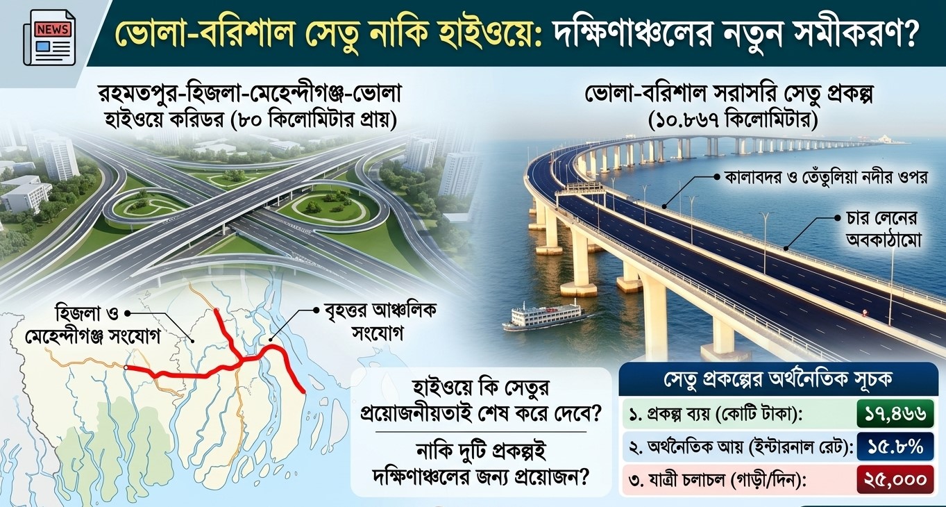 হাইওয়ে হলে কি থেমে যাবে ভোলা-বরিশাল সেতুর স্বপ্ন?